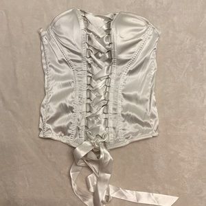 La Senza white satin lace up bridal bustier corset lingerie Size M